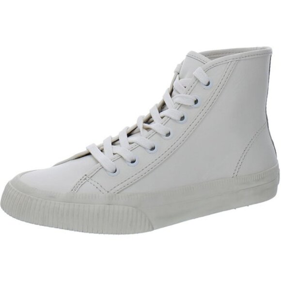 ‼️RE/DONE ‼️Women 90 Leather High-Top Sneakers Us 10 Lace Up Off White New - Picture 1 of 6